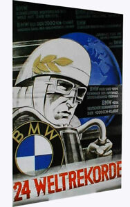 1934 BMW german poster cafe racer art  print vintage  for glass frame 36" x 24"