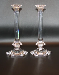 Crystal Candlesticks, Elysee pattern 11-1/4 signed Val St. Lambert Pair Set of 2 - Picture 1 of 11