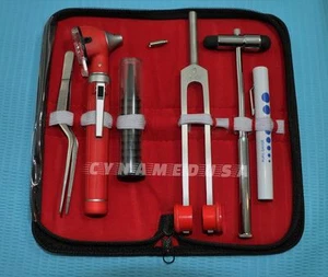 LED FIBER OPTIC Otoscope Tuning Fork C128 Reflex Hammer Diagnostic ENT SET-RED - Picture 1 of 1