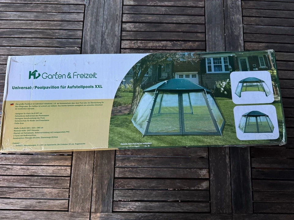 Pavillon 600x520x280 cm Poolüberdachung  Zelt Partyzelt Gewächshaus - Bild 1 von 2