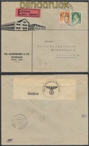 Schweiz Auslands-Eil-Zensur-Brief Seengen 1940 Deutsche Zensur (44957) - Bild 1 von 1