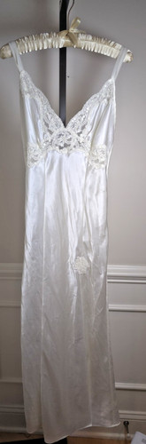 UNDERCOVER Abito donna Victoria's Secret vintage anni 90 piccolo da sposa avorio raso pizzo paillettes