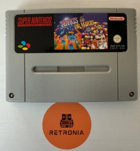 Tetris & Dr Mario Super Nintendo SNES Game Cart PAL Version Cleaned & Tested - Picture 1 of 3