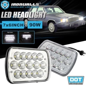 Pair 7x6" LED Headlights Hi-Lo Beam Reflector Lamp for Plymouth Reliant 1981-89 - Bild 1 von 12
