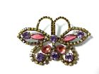 Vintage Style Brooch "Butterfly" (Vintage Components) Glass Crystals. Handmade.