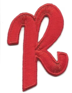 LETTERS - Red Script 2" Letter "R" - Iron On Embroidered Applique - Picture 1 of 1