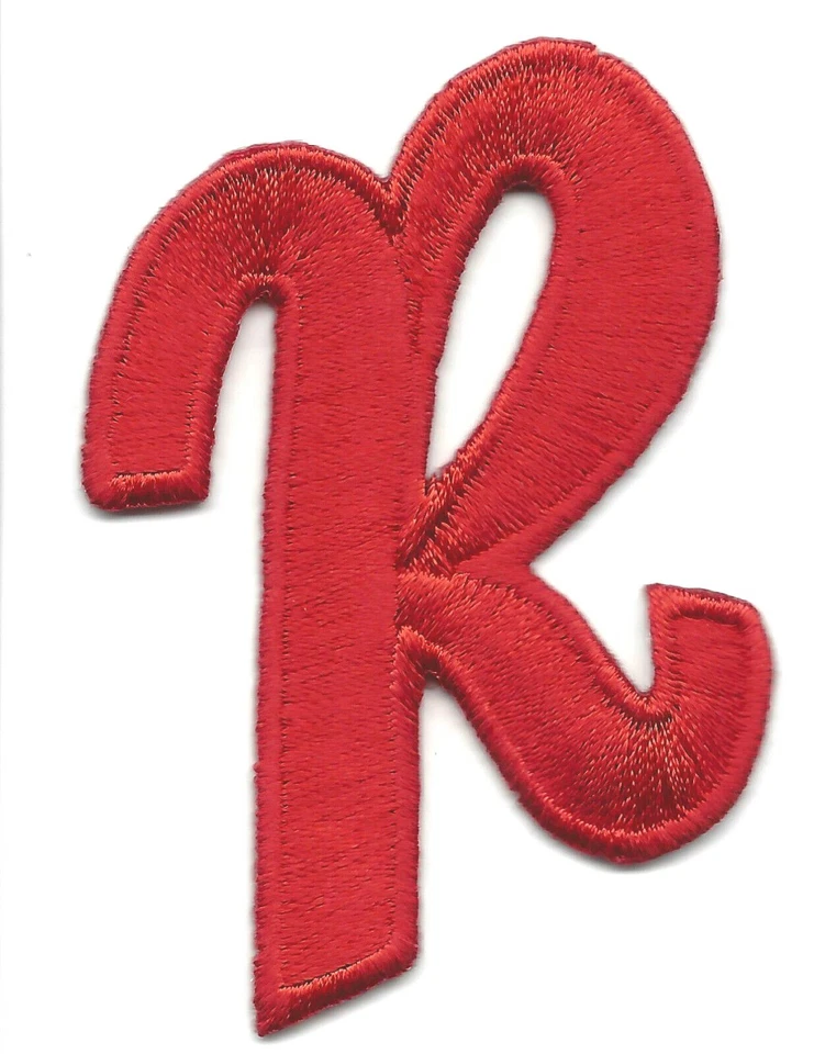 LETTERS  - Red Script  2" Letter "R" - Iron On Embroidered Applique - Image 1 of 1