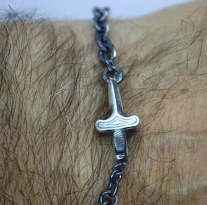 Armband SCHWERT SILBER HERREN BRÜNIERT RINGSTRICK 21 CM EXPLOIT - Bild 1 von 6
