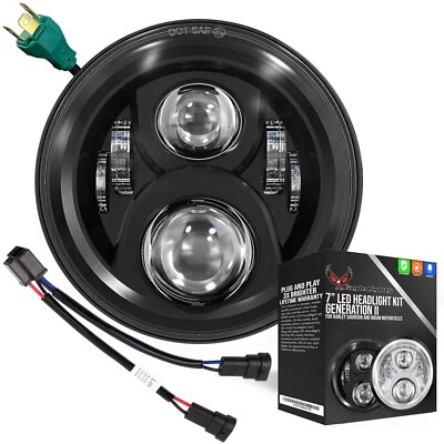 Faro LED Eagle Lights Negro 7" Gen 2 14-23 Harley Street Glide Road King Foto 1 de 4