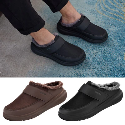 FitVille Men's Recovery Winter Diabetes Slipper w/ Fur Lining Home Shoes Clogs - Image 1 of 4