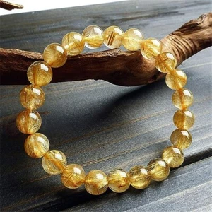 Pulsera elástica de cuentas de citrino de 7 mm con cuentas de cristal curativo natural de regalo - Imagen 1 de 2
