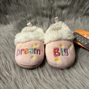 Wonder Nation Slippers Baby Girls Size 2 “Dream Big” Pink Slip On Lined Shoes - Picture 1 of 8