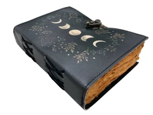 moon phase leather journal blank spell book of shadows vintage journal - Picture 1 of 11