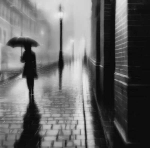 Póster de A Rainy Night in Soho de Norm Stelfox impresión de bellas artes de la ciudad de Nueva York 26x26 - Imagen 1 de 1