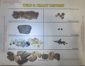 PayDirt GEM STONES Pay Dirt Gold Emerald Red Garnets Silver Nuggets Diamonds - Picture 1 of 10
