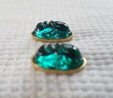 Vintage GLASS SCARAB in New Stainless Steel Stud EARRINGS Egyptian Style