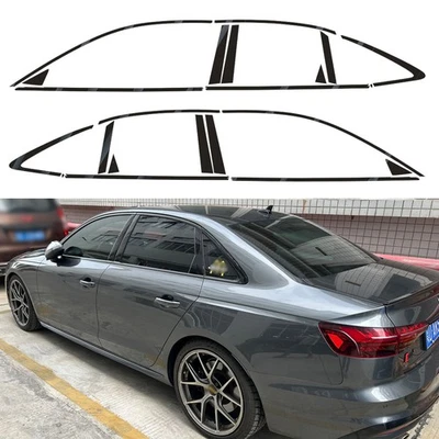Glossy Black Chrome Delete Window Trims For Audi A4 S4 B9 2017-2025 Foto 1 de 4