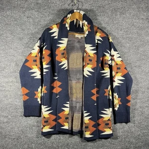 Suéter para mujer LUCKY BRAND cárdigan mediano cuello chal azteca suroeste azul - Imagen 1 de 4