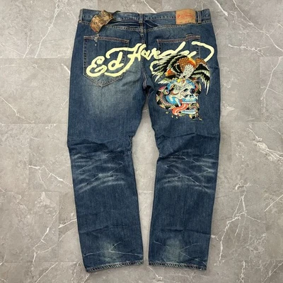Vintage Ed Hardy Jeans Mens 48x34 Dead Stock Baggy Christian Audigier y2k Skull - Image 1 of 4
