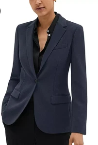 Theory Deep Navy klassischer Blazer mit einem Knopf - Größe 8 Medium - Bild 1 von 6