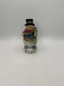 Snowman Ceramic Hinged Trinket Box Jewelry Christmas Holiday Collectible - Picture 1 of 9