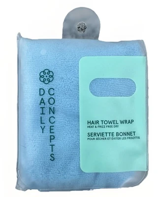 Toalha de cabelo Daily Concepts envoltório sem calor e frizz azul tamanho único nova - Imagem 1 de 3