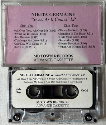 Nikita Germaine - Sweet As It Comes Open Advance Cassette Single 1992 Motown - Image 1 of 4