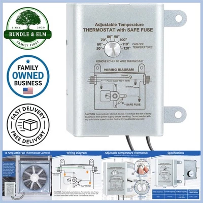 Attic Fan Thermostat Control Adjustable Digital Programmable Wall Mount - Image 1 of 4