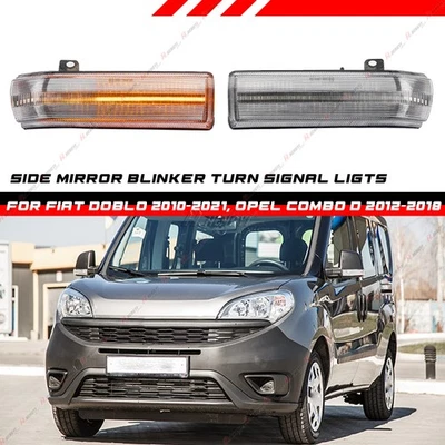 2 frecce specchietto retrovisore esterno indicatore di direzione trasparente per Fiat Doblo Opel Combo D - Immagine 1 di 4
