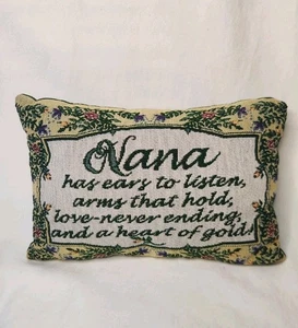 Decorative Tapestry & Green Small Pillow NANA with Verse 11x7 - Picture 1 of 5