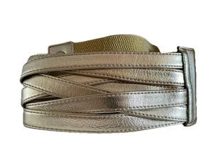 Chic 80s Style GOLD Faux Leather Wide BELT Size M / L - Picture 1 of 9