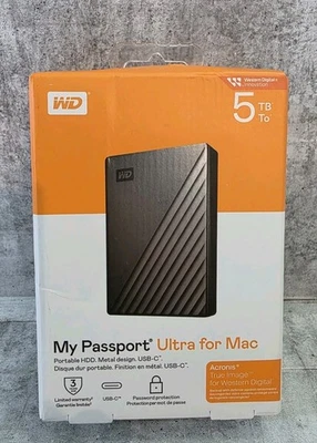WD 5TB My Passport Ultra for Mac Portable HDD,  WDBPMV0050BSL-WESN - Image 1 of 4
