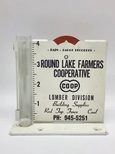 Vintage Rain Gauge Recorder Round Lake Farmers Co-Op Lumber Division 4" - Picture 1 of 8