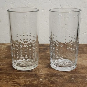 Set of 2 Libbey Clear Carats Heavy Glass Tumblers 6" - Picture 1 of 5