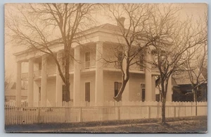 RPPC Postcard Greek Revival Style House Columns Large Porch Sepia Real Photo P1 - Picture 1 of 2
