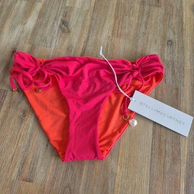 Stella McCartney Contrast Ruching Bikini Bottom Swimwear Size Small Pink New - Image 1 of 4