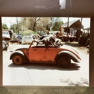 Vintage Color Photo Of A Fixer Upper VW Bug Beetle Convertible - Picture 1 of 4