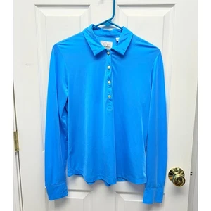 EP Pro Himmelblaues Langarm Poloshirt, Golfshirt, schnelltrocknend, Damen Gr. M - Bild 1 von 4