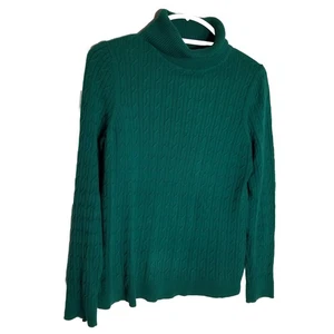 Talbots Pullover Damen groß grün gerippt Rollkragen 100% Baumwolle - Bild 1 von 7
