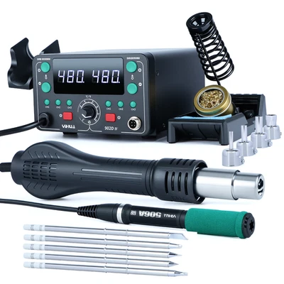 YIHUA 902D-IV T12 Soldering & Hot Air Rework Station Kit Digital Adjustable Temp - Image 1 of 4