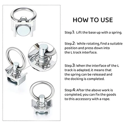 Single Stud Fitting L-Track Stainless Steel Round Ring Aluminum Keeper - Image 1 of 4