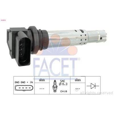 Bobina D'accensione Facet 9.6374 Oe Equivalent per Audi Seat Skoda VW - Immagine 1 di 2