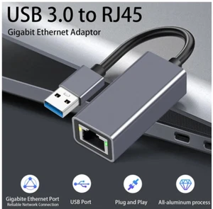 USB A auf RJ45 USB 3.0 LAN Adapter Netzwerk Ethernet Konverter Gigabit RJ45 LED - Bild 1 von 9