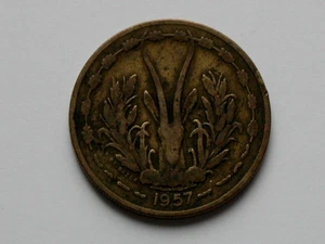 Togo (French West Africa) 1957 25 FRANCS Coin with African Gazelle Animal - Picture 1 of 2