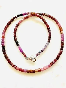 Ruby Necklace, Sterling Silver Clasp, 16.25 inch Long, Gradient Natural Ruby Ne - Picture 1 of 10