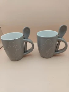 Disneyland Paris - Mickey Mouse Outline 2 x Ceramic Cup & Spoon - Disney - Picture 1 of 9