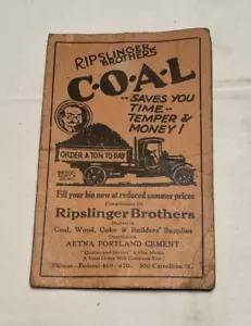 Ripslingers Brothers Coal Saginaw Michigan Vintage Ad With Needle Booklet - Picture 1 of 5