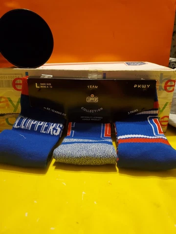 PKWY LOS ANGELES CLIPPERS LARGE BLUE 6-12 US 3 PAIRS SOCKS MEN Cover