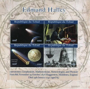 Tschad 2020 CTO Space Stamps Edmund Halley Halley's Comet Astronomy 4v M/S - Bild 1 von 1
