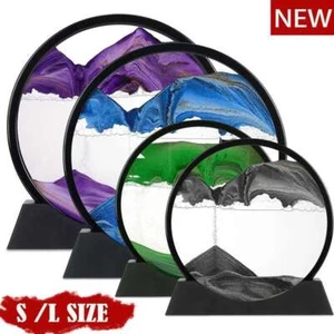 Moving 3D Sand Art Picture Round Glass Hourglass Deep Sea Sandscape Home Decor - Picture 1 of 18